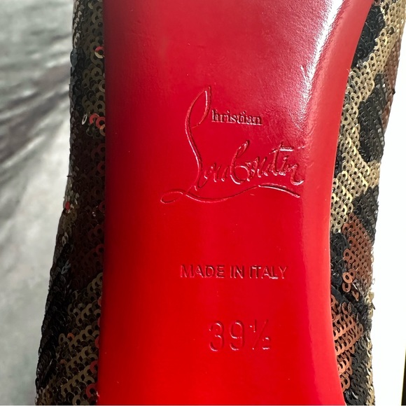 🌺CHRISTIAN LOUBOUTIN 👠 Very Prive 120
Paillettes Peep Toe Pumps Size: 39.5 - Picture 12 of 13